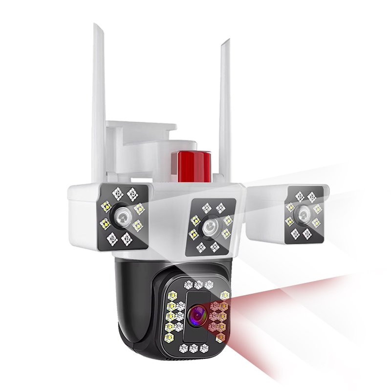 6MP HD Triple Lenses IP66 Outdoor Wireless WIFI Camera 3 Screens Monitor p2p Smart Home Security Camera PTZ IP Camera