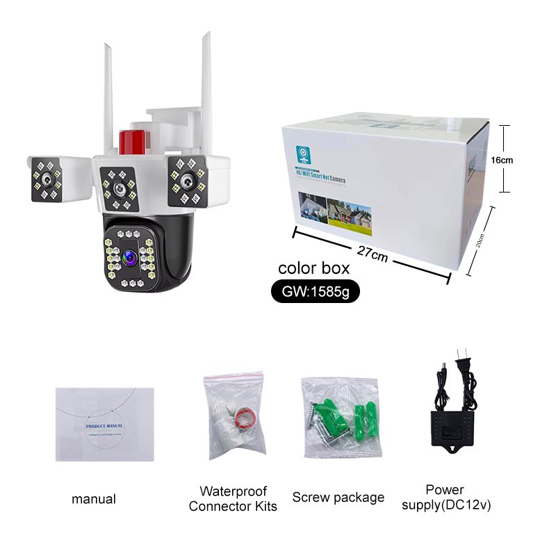 6MP HD Triple Lenses IP66 Outdoor Wireless WIFI Camera 3 Screens Monitor p2p Smart Home Security Camera PTZ IP Camera
