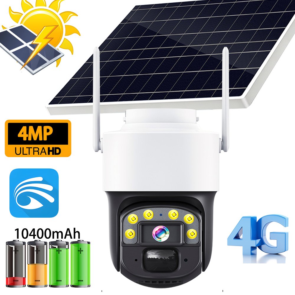 Yoosee 4MP 4G lte Solar IP Camera Outdoor 8W Solar Panel 10400mAh Big Battery Long Standby 4G Sim Solar Security Camera System