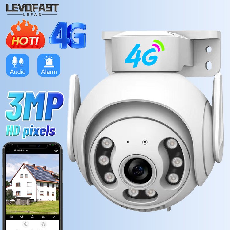 LEVOFAST 4G Outdoor Best CCTV Wireless Security 3MP Camera System 360 Degree Rotation Wifi CCTV Bullet Camera