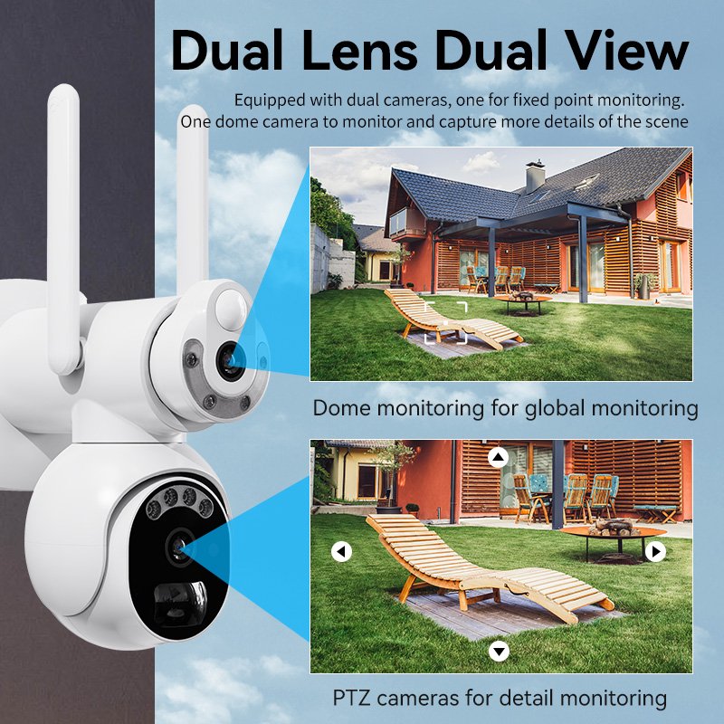 2K 6MP Dual Lens Solar Camera 360 Wireless Security PTZ WIFI IP CCTV Solar Camera with 4G sim card Outdoor Solar Camera
