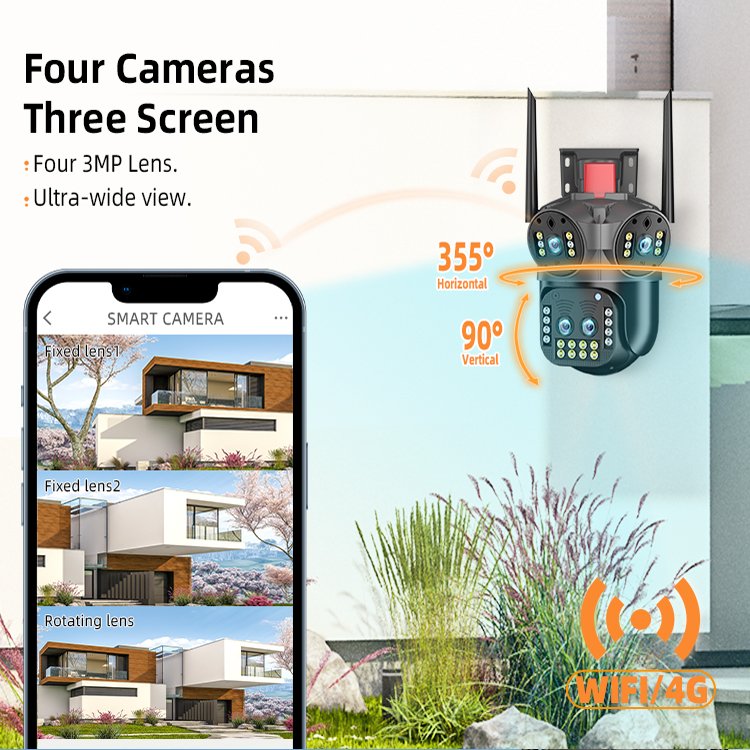 12MP multi lens ip cctv camera system indoor wifi camera night version infrared light