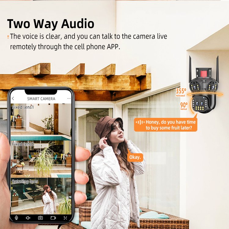 12MP multi lens ip cctv camera system indoor wifi camera night version infrared light