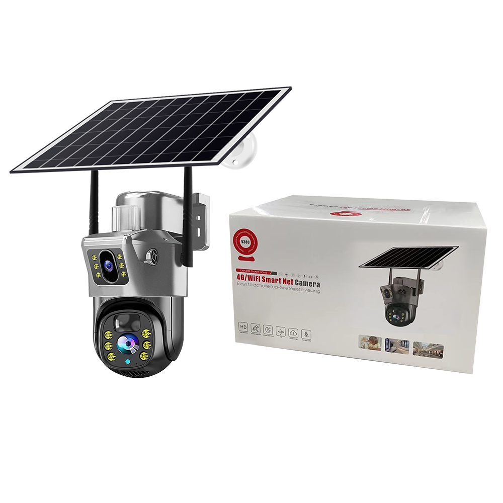 V380PRO Wireless WIFI Solar Powered CCTV Camera 4MP PTZ Zoom PIR Alarm Outdoor Security Low Power Consumption IP Solar Camera