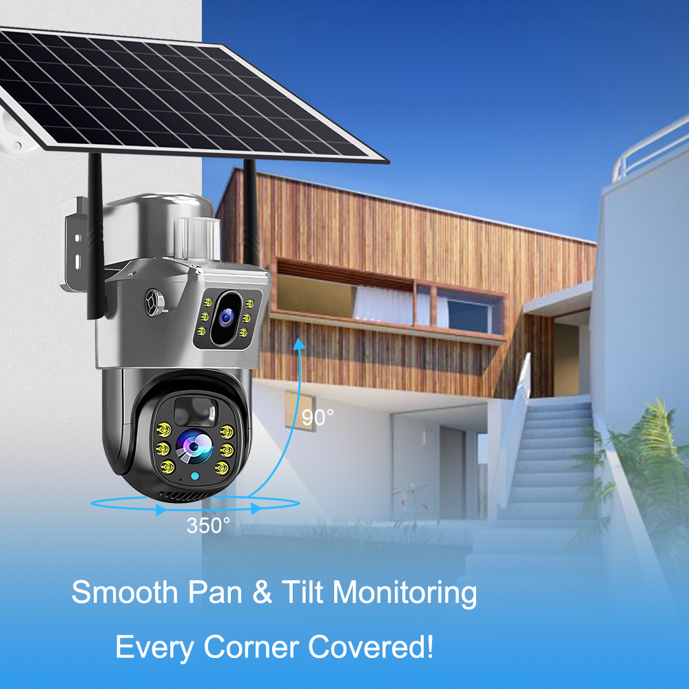 V380PRO Wireless WIFI Solar Powered CCTV Camera 4MP PTZ Zoom PIR Alarm Outdoor Security Low Power Consumption IP Solar Camera