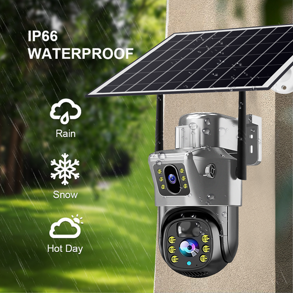 V380PRO Wireless WIFI Solar Powered CCTV Camera 4MP PTZ Zoom PIR Alarm Outdoor Security Low Power Consumption IP Solar Camera