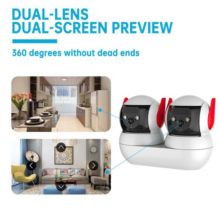 Rscamtom Two Lens IMOU Wifi Camera for Home Surveillance 4MP Motion Detection Camera for Baby Monitoring