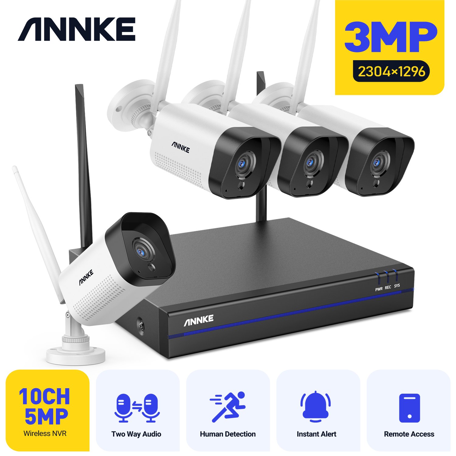 ANNKE 4K 3MP WiFi CCTV Camera System with 8CH Expandable WiFi NVR Surveillance, Enhanced Night Vision, and AI