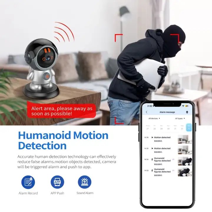 3MP Robot Ip Camera With Humanoid Detection WiFi IP Camera Night Vision Smart Wireless Home Security Baby Monitor Camera