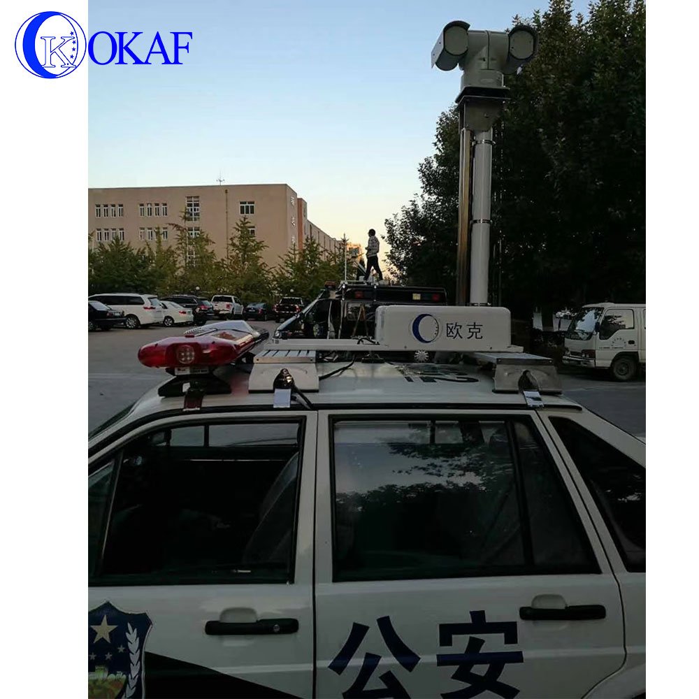 Mobile Video Surveillance System PTZ Camera Tower Vehicle Roof Mount Telescopic Mast