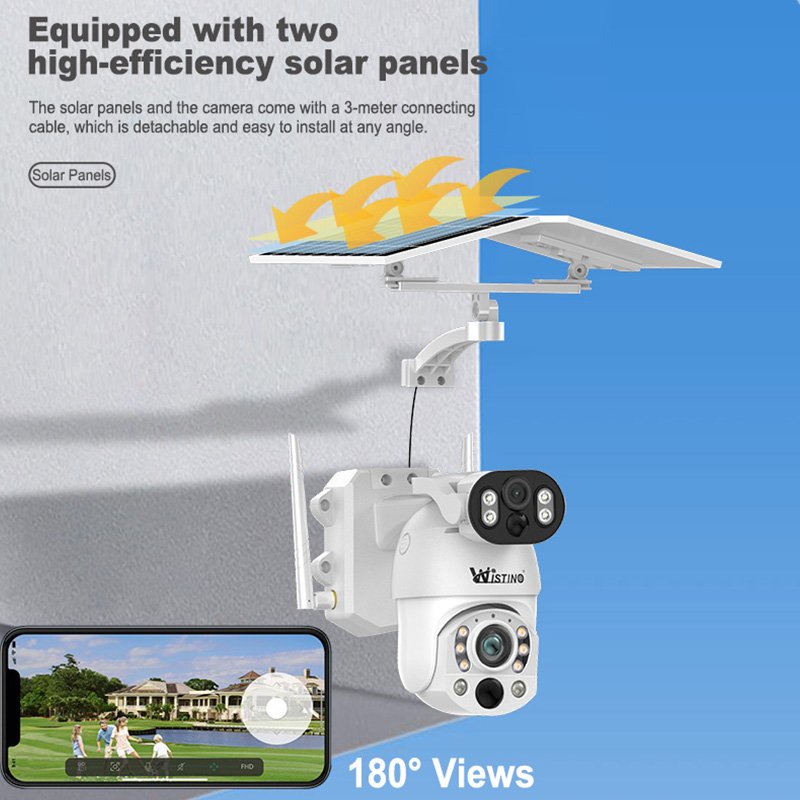 Wistino Exclusive 5K 50X Zoom 4g Sim Card Surveillance Outdoor Security Camera Dual Lens Motion Detection Solar Cctv Camera