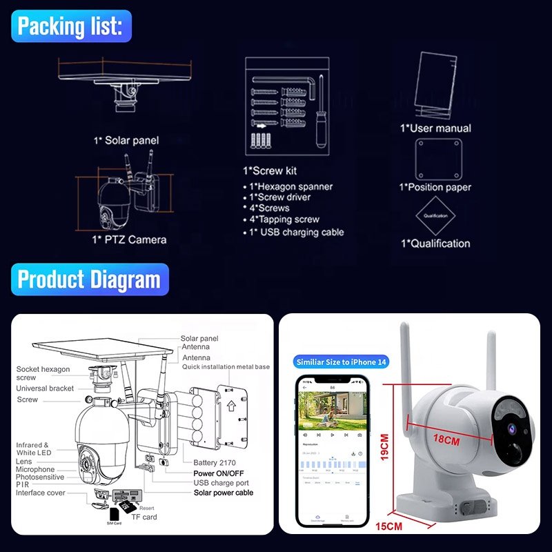 Hot Sale 2K Full HD 4G WIFI CCTV Solar Security Camera Waterproof Motion Detection Alarming Camera de Surveillance Sans Fil