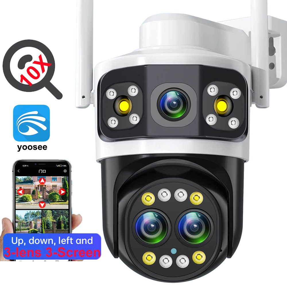 DIFANG 10X Zoom WIFI security camera outdoor color night vision Motion Detection 6MP 3 Screens Wireless CCTV IP Camera for home