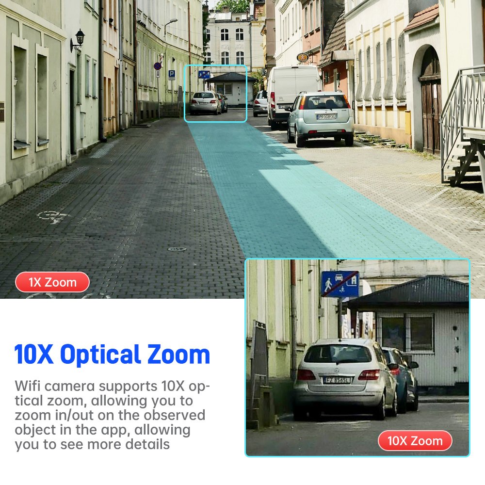 DIFANG 10X Zoom WIFI security camera outdoor color night vision Motion Detection 6MP 3 Screens Wireless CCTV IP Camera for home