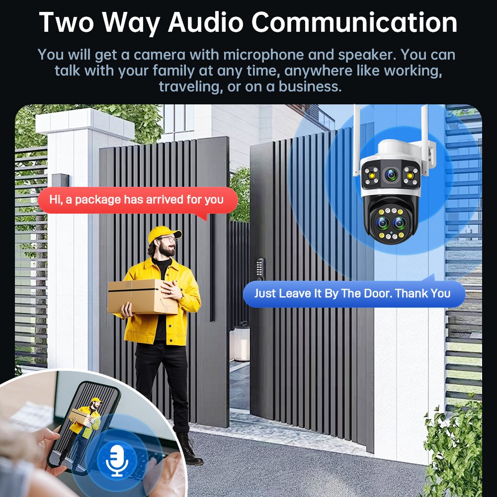 DIFANG 10X Zoom WIFI security camera outdoor color night vision Motion Detection 6MP 3 Screens Wireless CCTV IP Camera for home