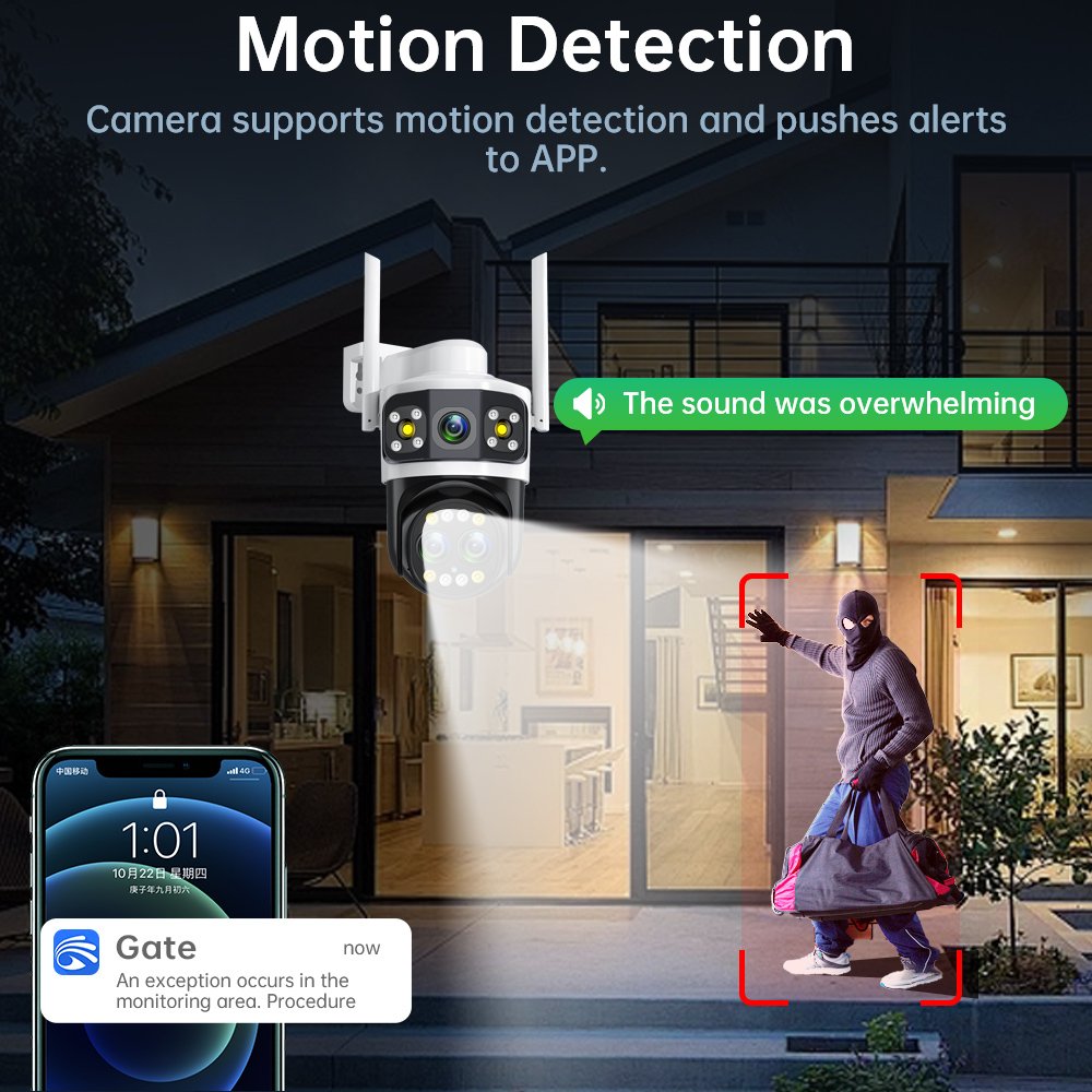 DIFANG 10X Zoom WIFI security camera outdoor color night vision Motion Detection 6MP 3 Screens Wireless CCTV IP Camera for home