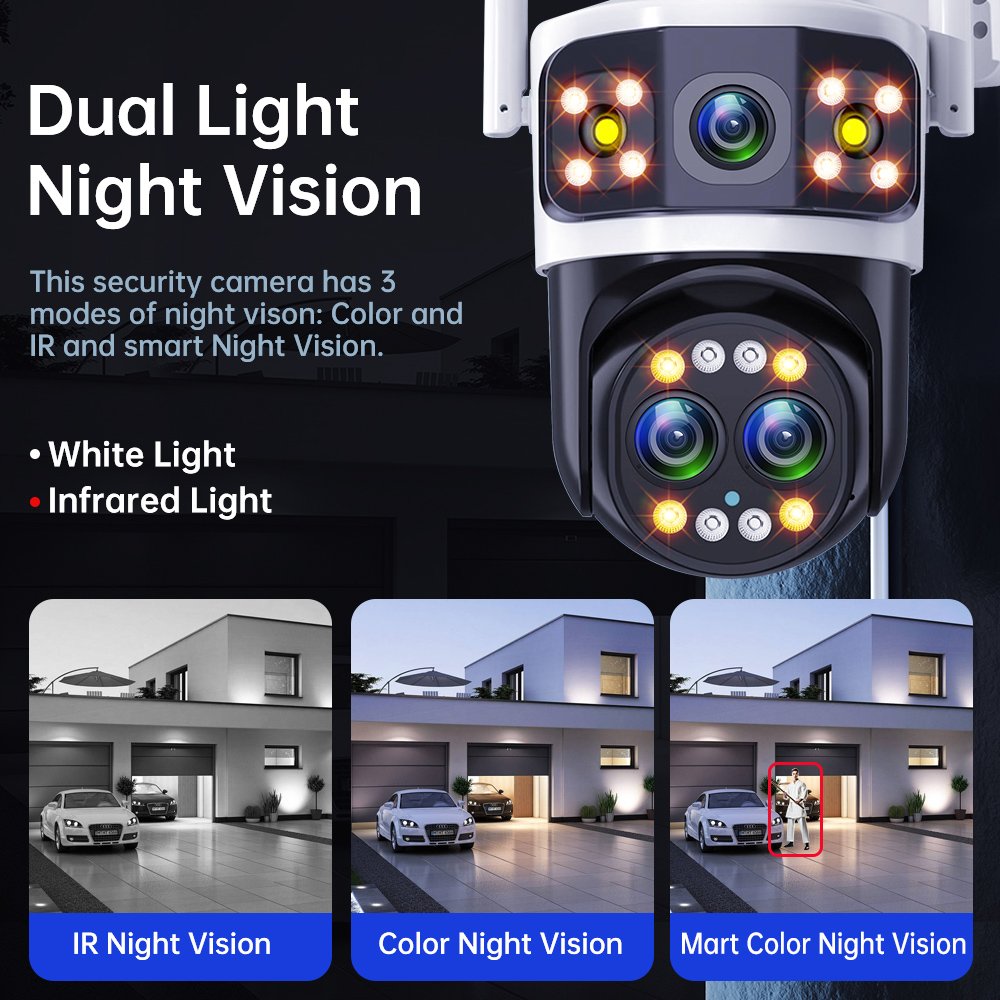DIFANG 10X Zoom WIFI security camera outdoor color night vision Motion Detection 6MP 3 Screens Wireless CCTV IP Camera for home