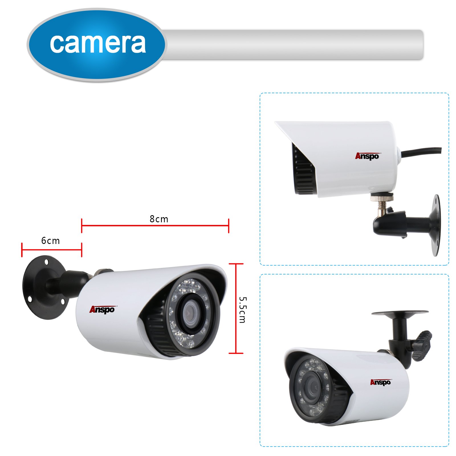 Factory price Anspo brand 4CH 8CH 16CH AHD On-vif coaxial analog HD camera surveillance complete kit
