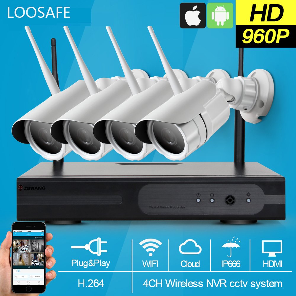 100 meters 960P long distance outdoor wireless surveillance camera system 4ch wifi nvr kits cctv kits night vision camera
