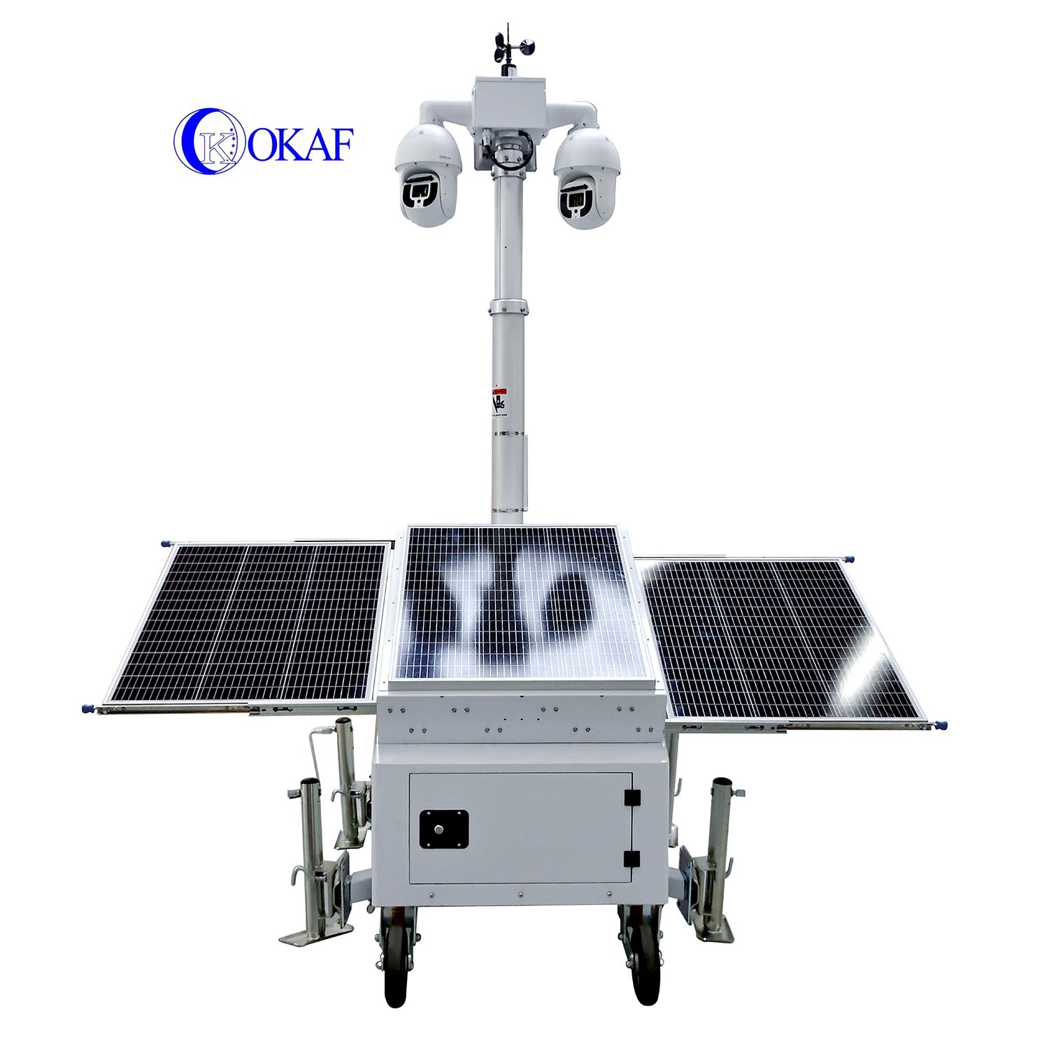 6m Mast Mobile DC24/48V Wind Solar-Powered CCTV Trailers surveillance trailer 24/7 site vision Portable construction lot event