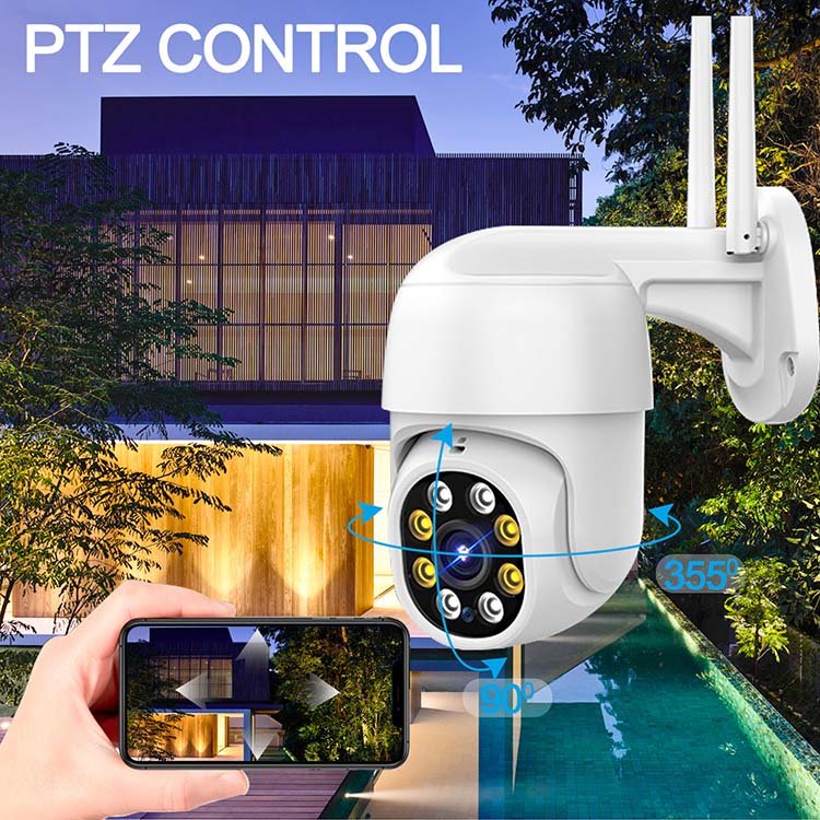 Rscamtom 8CH CCTV WIFI Kit Camera Set Two Way Audio Motion Detection 360 Degree Colorful Night Vision PTZ CCTV System Wireless