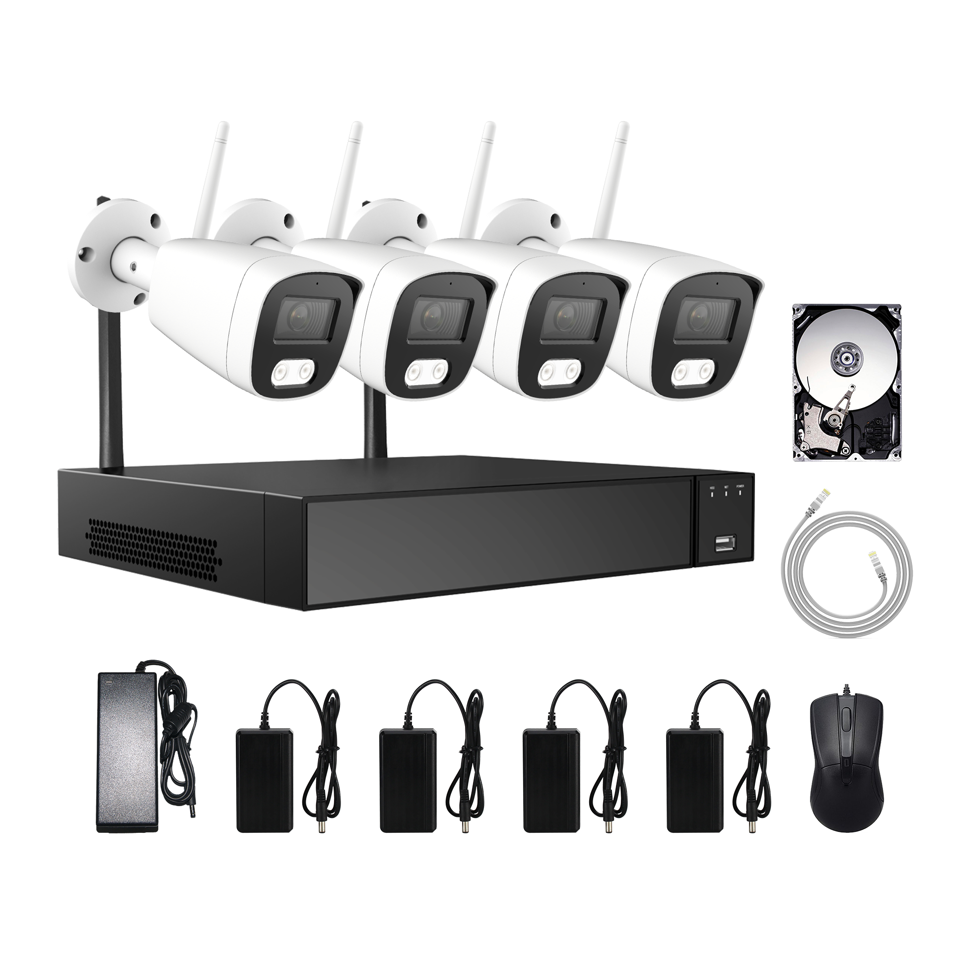 8MP 4CH Full Color Night Vision Smart Home And Outdoor Indoor WIFI NVR Kit