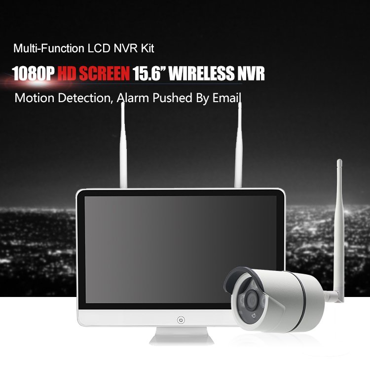 Jianvision 4channels wifi CCTV surveillance 100meters range plug and play 16inches screen nvr camera system ready shipping