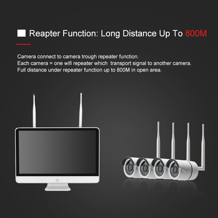 Jianvision 4channels wifi CCTV surveillance 100meters range plug and play 16inches screen nvr camera system ready shipping