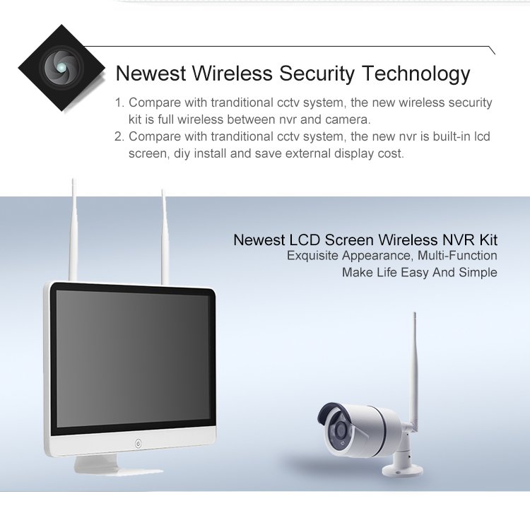 Jianvision 4channels wifi CCTV surveillance 100meters range plug and play 16inches screen nvr camera system ready shipping