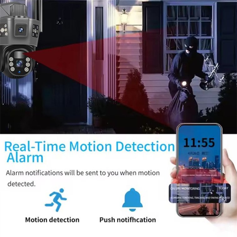 Rscamtom 9MP V380 with Solar-Powered Security for Industrial Security Recording Voice Alert Feature for Intelligent Monitoring