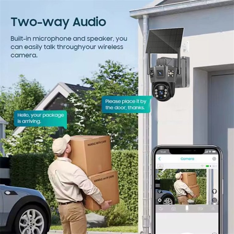 Rscamtom 9MP V380 with Solar-Powered Security for Industrial Security Recording Voice Alert Feature for Intelligent Monitoring