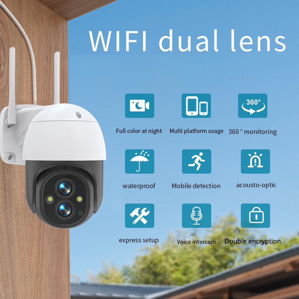 Optical Zoom Camera Wifi 1080P Security Surveillance Linkage Floodlight Hot Sale Panoramic 10X Motion Detection Camera CMOS