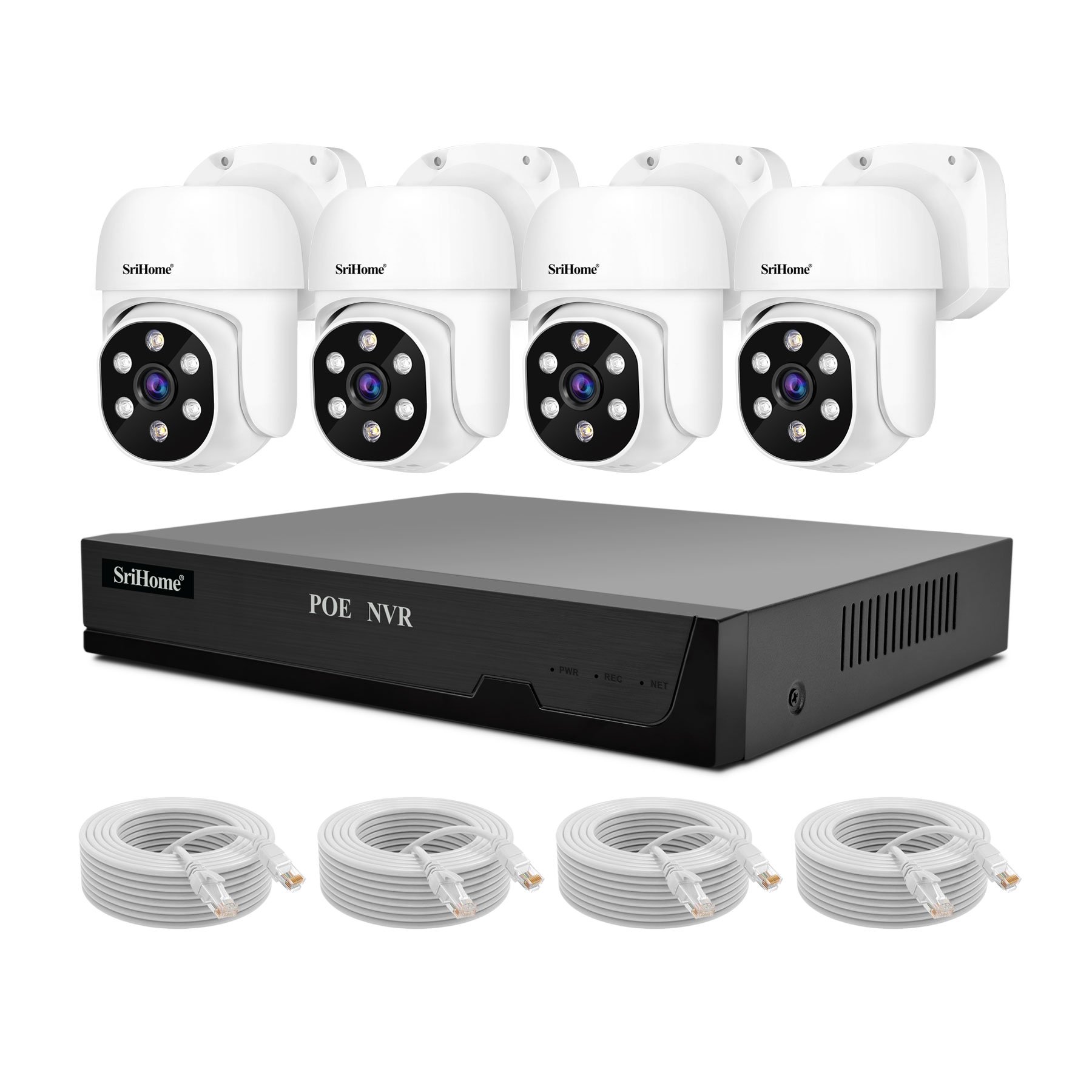 SriHome Outdoor Indoor 3MP Camera 4CH H.265 8TB PoE NVR Kits 4K 8MP Video Surveillance Security Camera System Camera Security