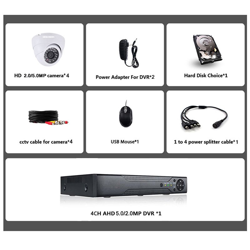 CCTV DVR Camera Kits With 3MP Dome Metal Housing AHD Cameras 4CH Waterproof Outdoor Surveillance System