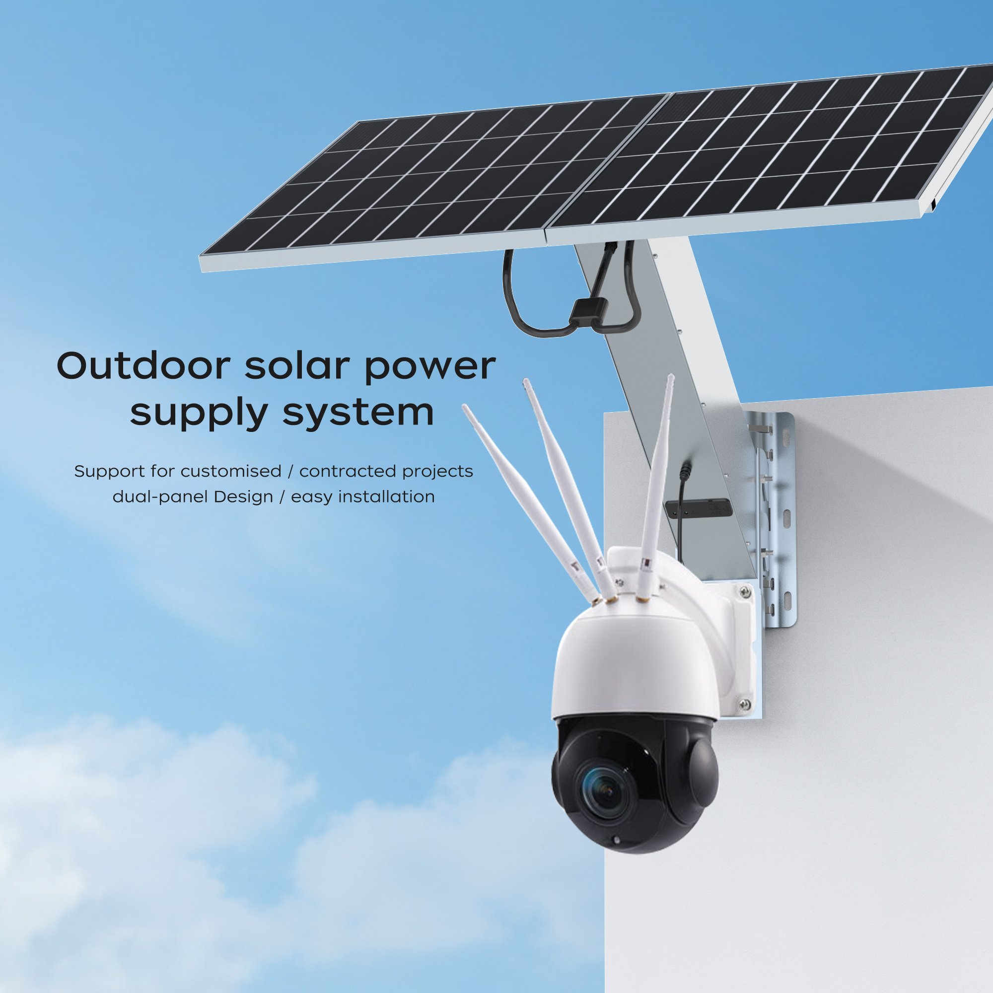 TecDeft Factory private model products camera solar powered PTZ waterproof wireless 4g sim card solar power system with battery