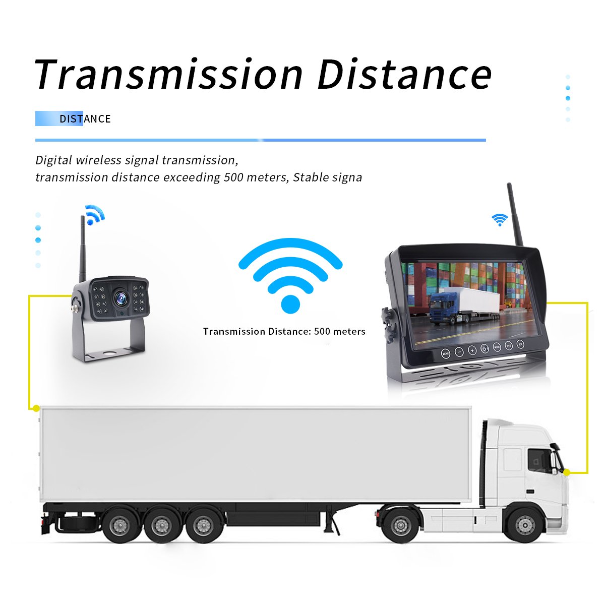 Forklift Camera 1CH AHD 1080P Rear View Camera Reversing 9''inch Wireless Monitor Recorder Parking Kit for Vehicle Truck