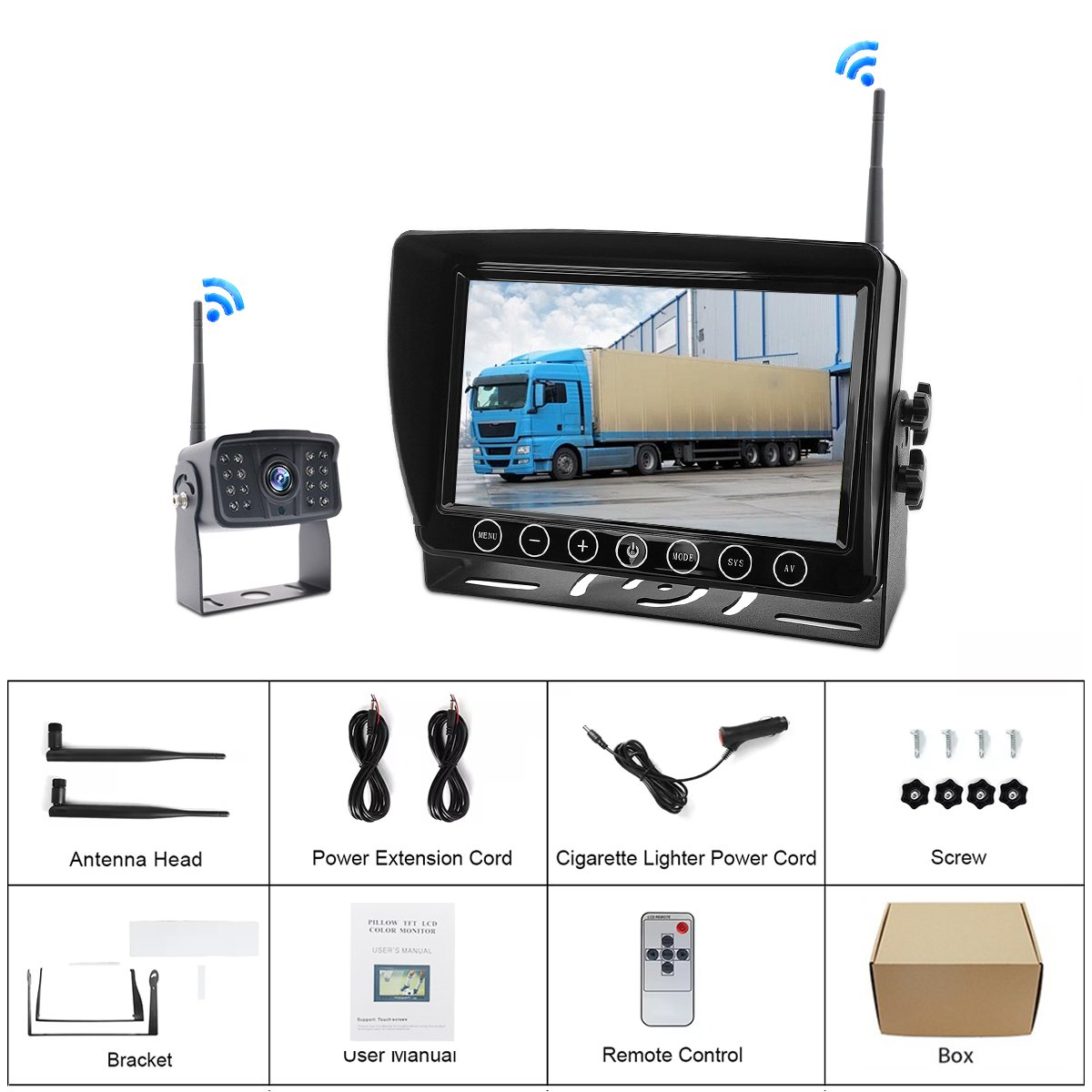 Forklift Camera 1CH AHD 1080P Rear View Camera Reversing 9''inch Wireless Monitor Recorder Parking Kit for Vehicle Truck
