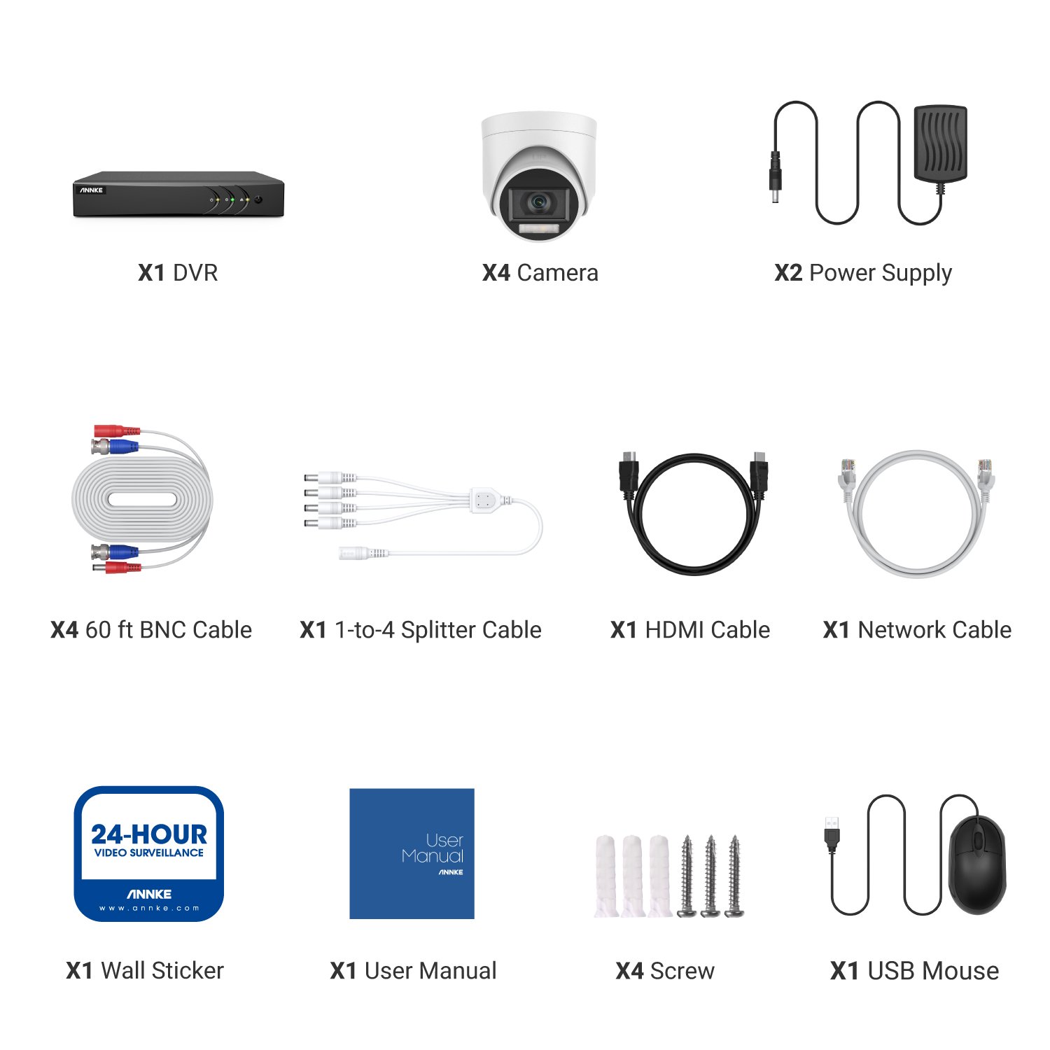 ANNKE 3K CCTV Security Camera System with Audio, Night Vision, and Motion Detection DVR CCTV Surveillance Turret Camera