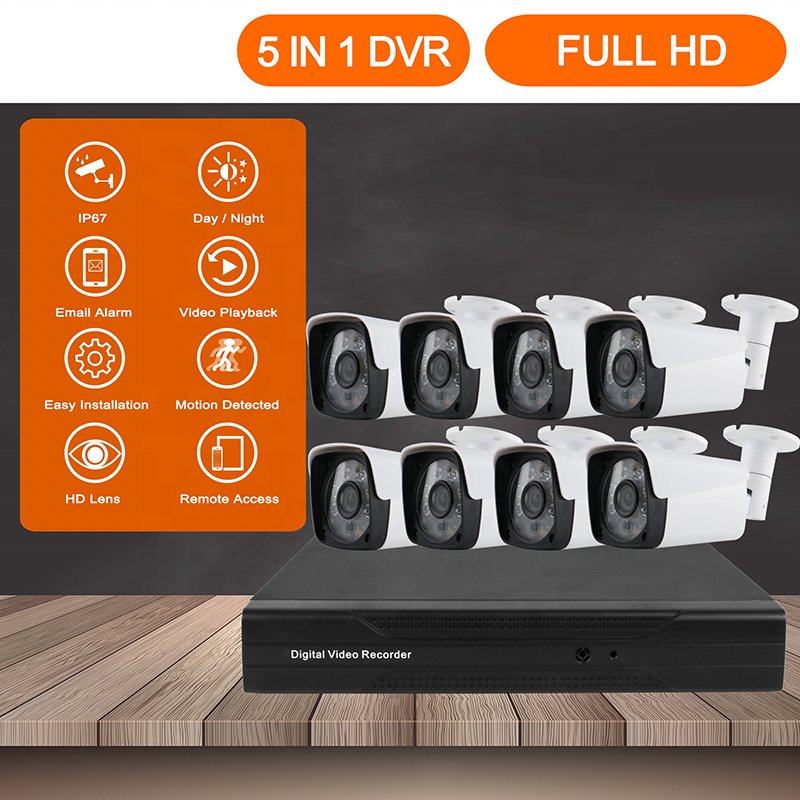 Outdoor night vision surveillance cctv camera set 8ch IP WIFI nvr kit 8 channel 1080P home wireless security camera system