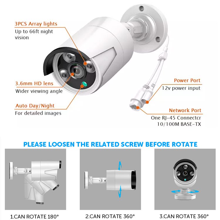 4ch 8ch Channel outdoor waterproof H.265 POE NVR Kits HD 1080P CCTV IP Cameras system Home Security Video PoE Camera System