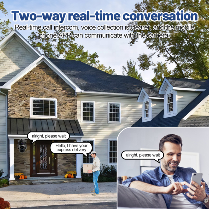 8MP Dual Lens Wifi Wireless Outdoor Camera IP Home Security System AI Humaniod Tracking Push Alarm Cctv Camera 4K