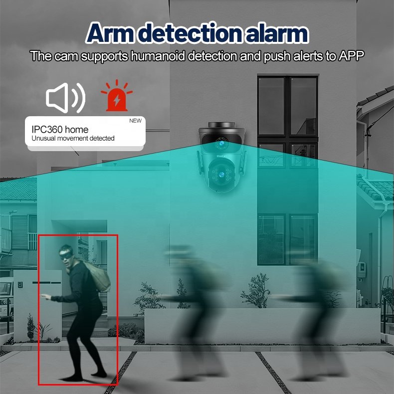 8MP Dual Lens Wifi Wireless Outdoor Camera IP Home Security System AI Humaniod Tracking Push Alarm Cctv Camera 4K