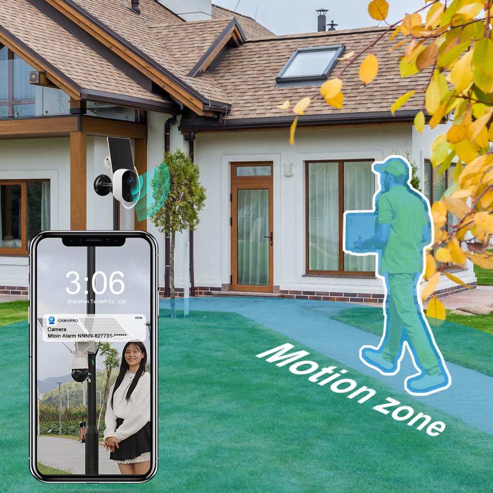 Tecdeft Mobile surveillance IP cameras garden full HD color night vision wireless waterproof 2K WIFI outdoor cctv with solar