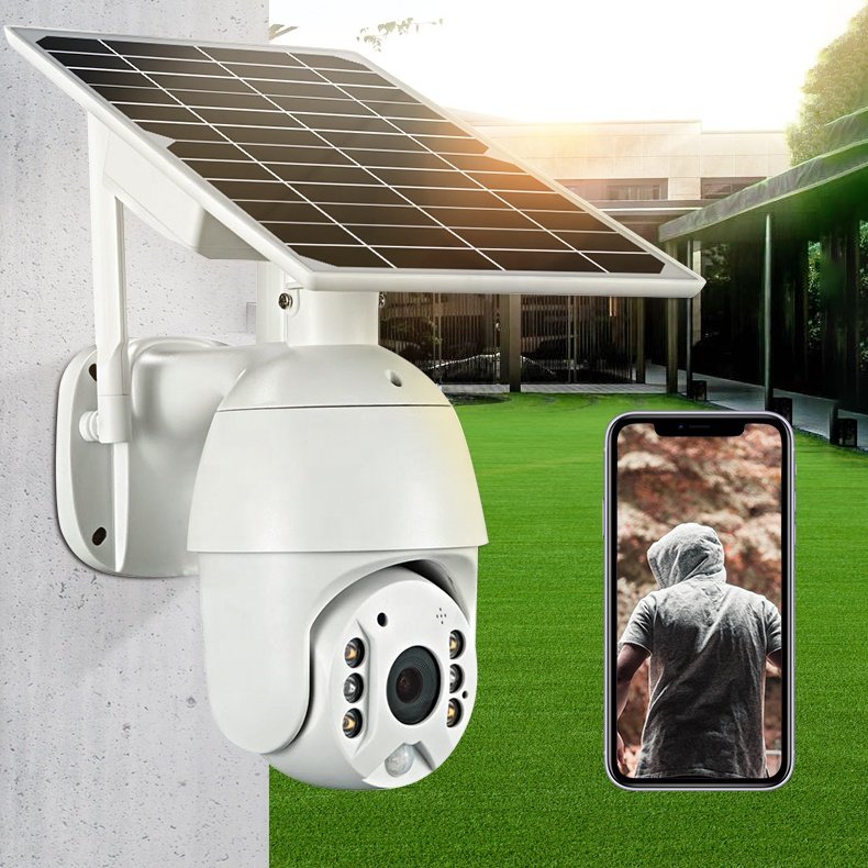 Solar Surveillance IP Cameras PTZ with Solar Panel Motion Detection Wireless Wifi Waterproof IP66 Remote Viewing HD1080P Smart