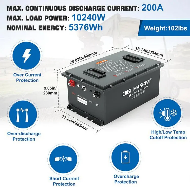 36v 48v 72v LIFEPO4 Battery 100Ah 105Ah Lithium iron Batteries Solar energy storage system RV cart EV Boat