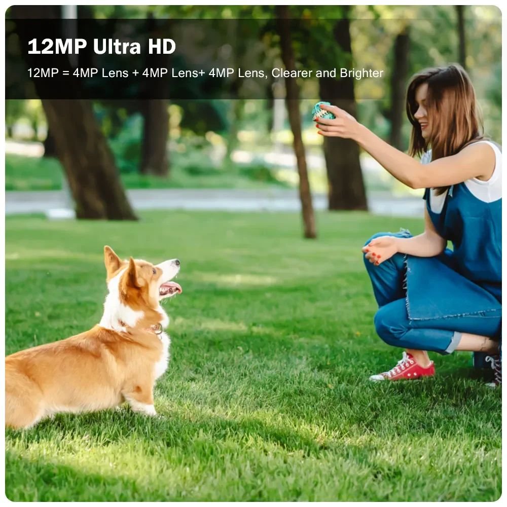 V380 6K Outdoor Wireless Cctv Camera Three Lens 8x Optical Zoom Humanoid Tracking Alarm Ip Security Surveillance Camera 12mp