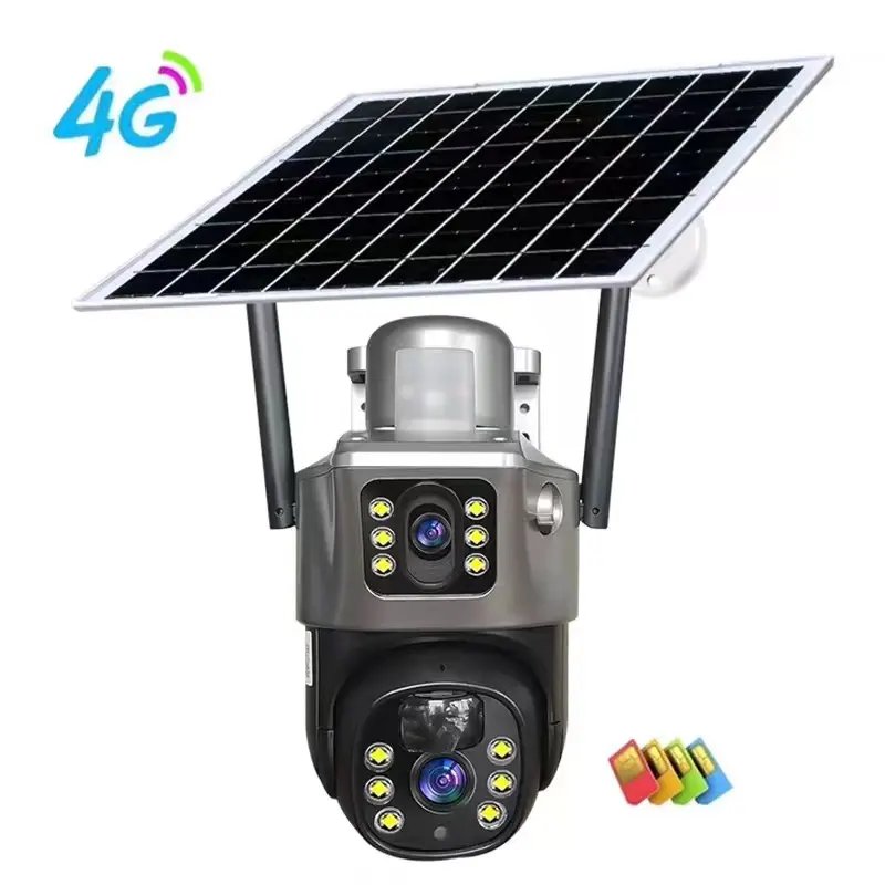 V380 Pro 8mp Solar Power Cctv Camera System Outdoor 4k Wifi 4g Night Vision Wireless Ptz Surveillance Camera With Solar Panel