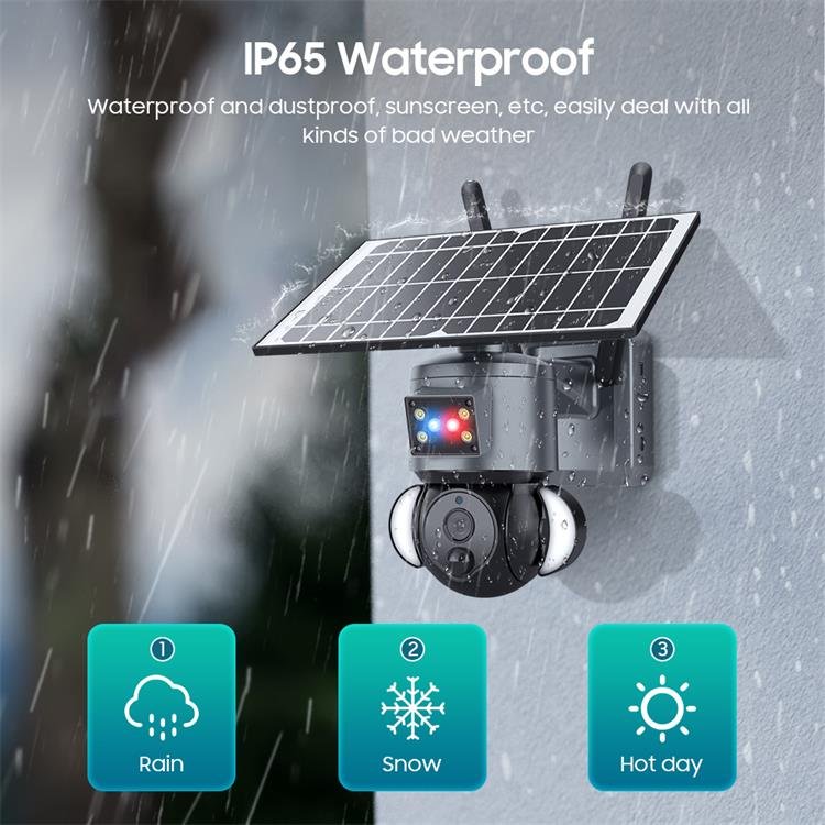 V380 solar floodlight with camera wifi camera home security solar security camera system wireless outdoor