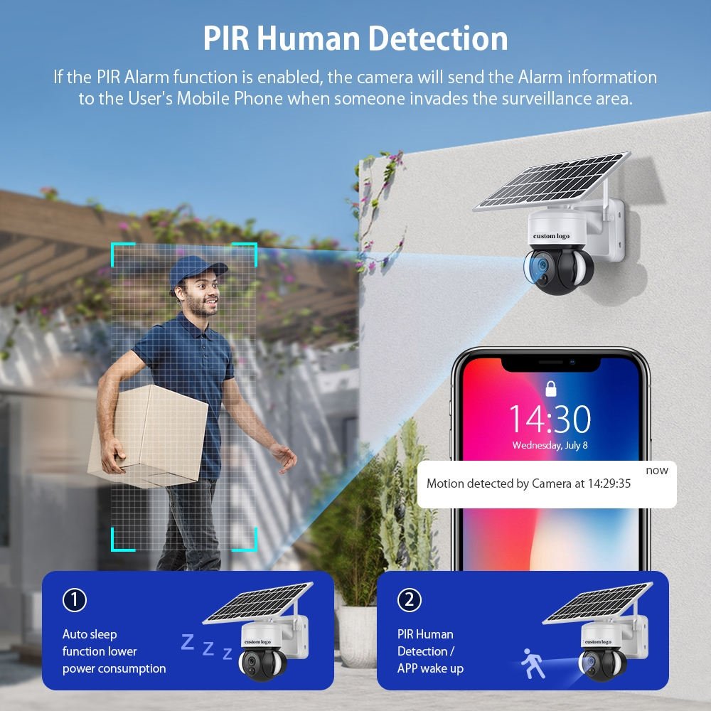HD IP PTZ Security System Surveillance Battery Powered Wifi 4G Sim Card Outdoor 3MP 4MP Floodlight Tuya Solar CCTV Camera