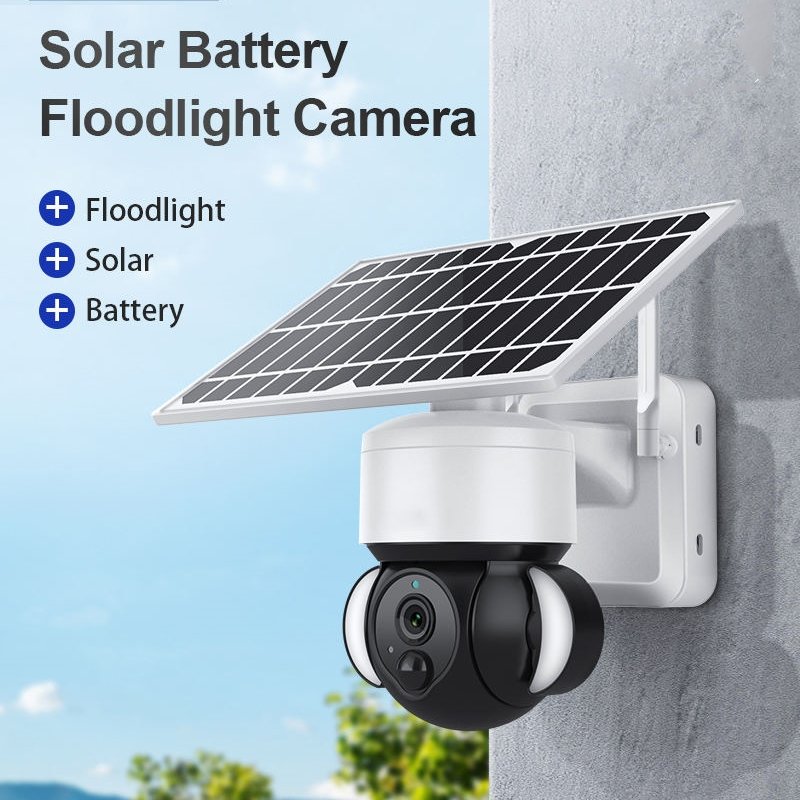 HD IP PTZ Security System Surveillance Battery Powered Wifi 4G Sim Card Outdoor 3MP 4MP Floodlight Tuya Solar CCTV Camera